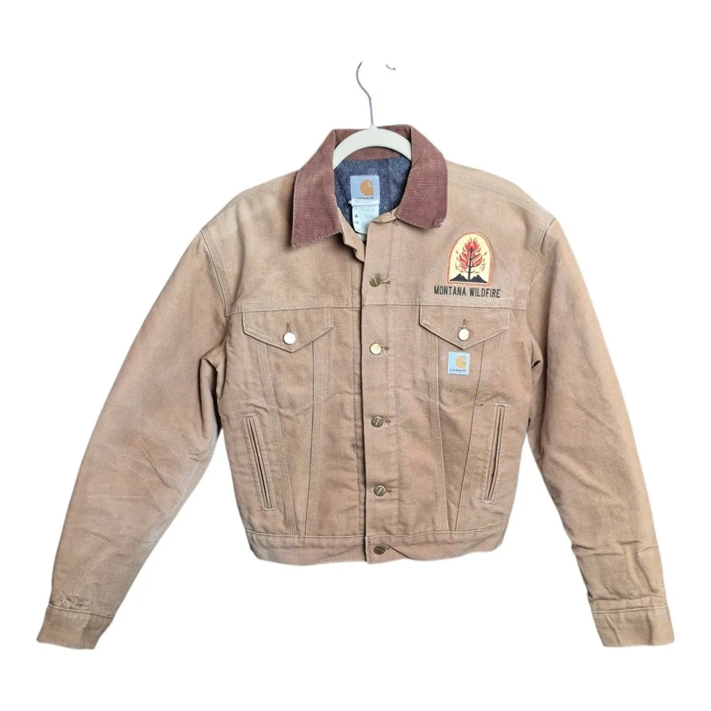 VTG Carhartt Men's 40 J09 BRN Trucker Jacket Blanket Lined Duck Canvas Brown USA